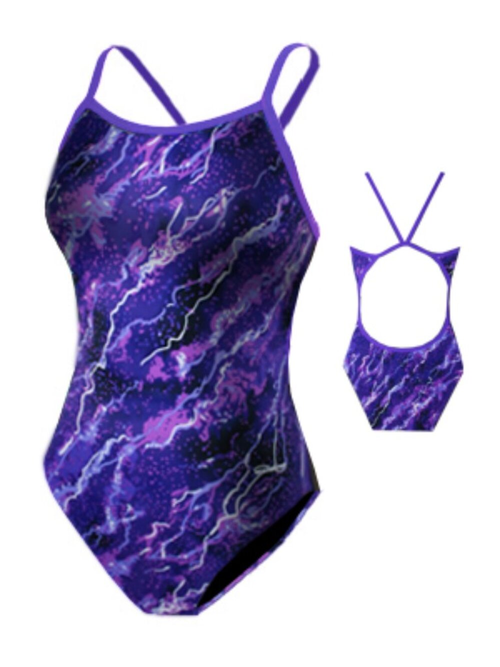 NWT Waterpro Tornado Purple One Piece Swimsuit Women's Size 38